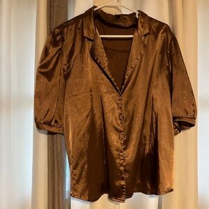 Chic Satin Women's Blouse in Rich Brown